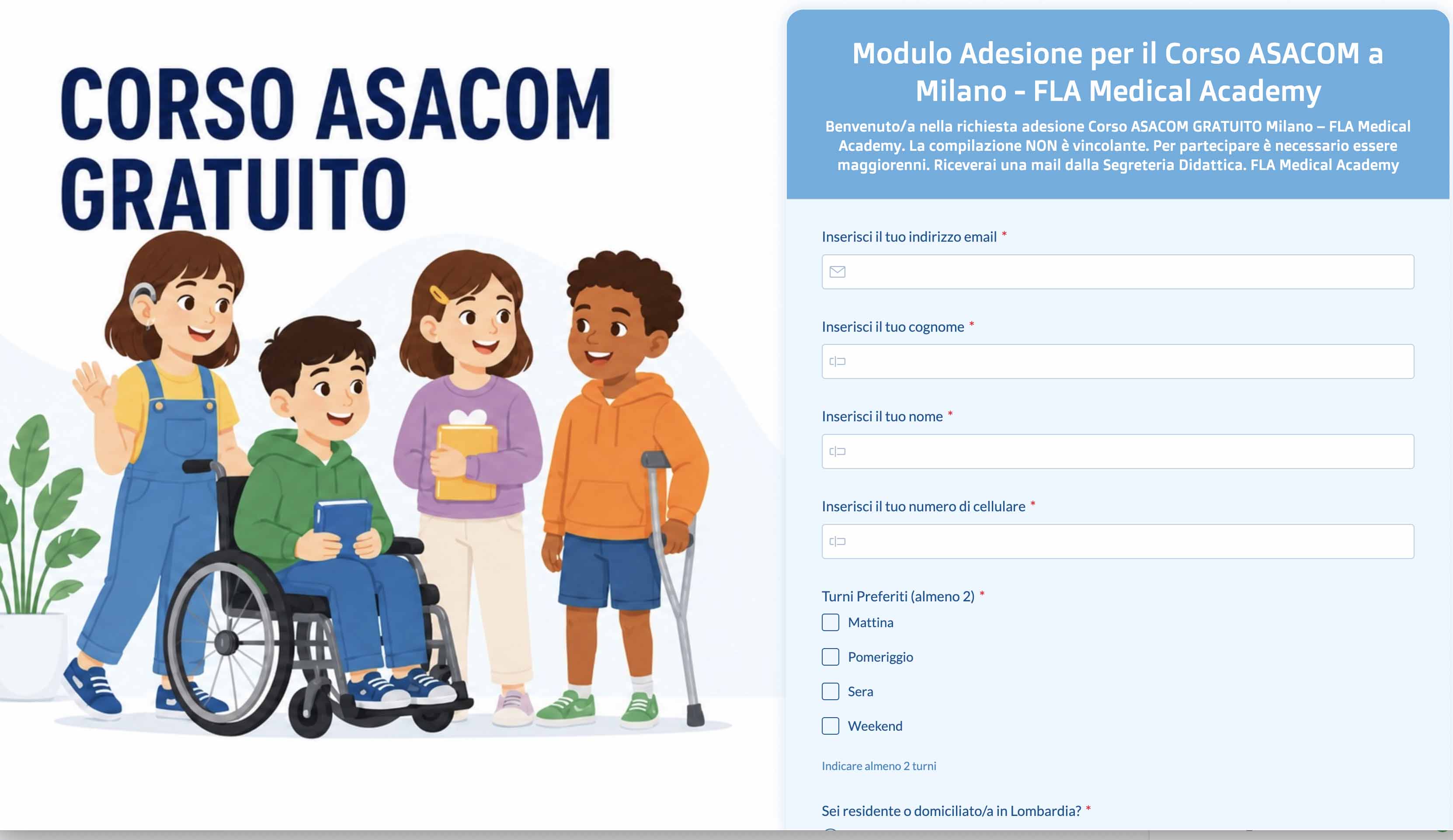 modulo adesione corso asacom gratuito