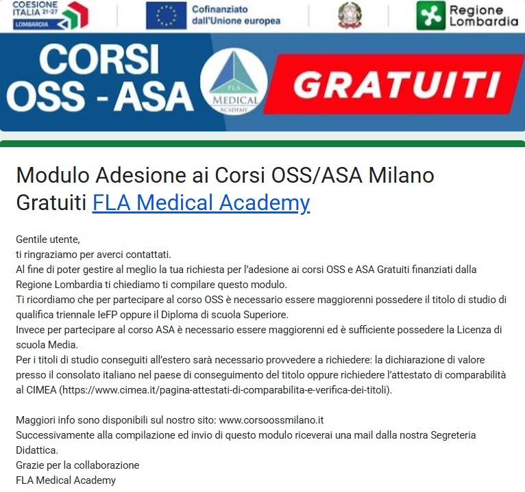 Corso OSS Gratuito Milano